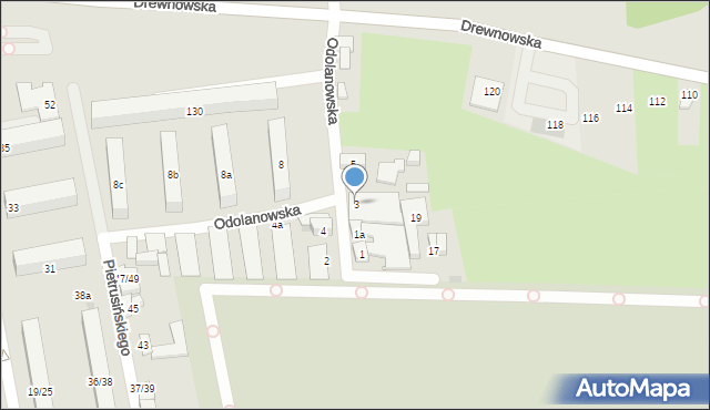 Łódź, Odolanowska, 3, mapa Łodzi