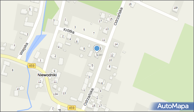 Niewodniki, Odrzańska, 7, mapa Niewodniki