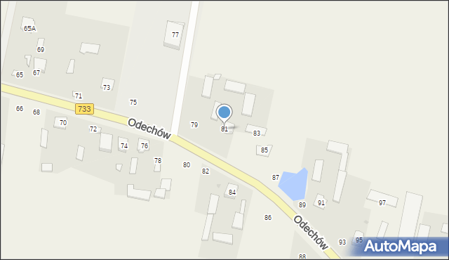 Odechów, Odechów, 81, mapa Odechów