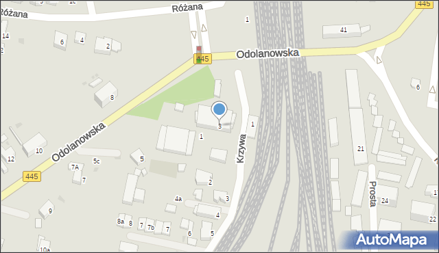 Ostrów Wielkopolski, Odolanowska, 3, mapa Ostrów Wielkopolski
