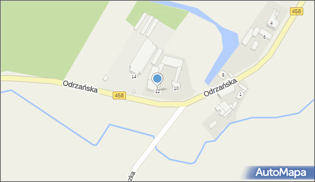 Popielów, Odrzańska, 12, mapa Popielów