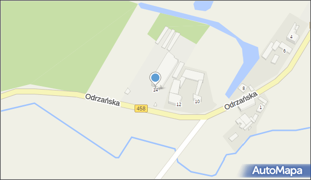 Popielów, Odrzańska, 14, mapa Popielów