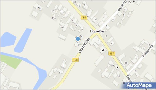 Popielów, Odrzańska, 2, mapa Popielów