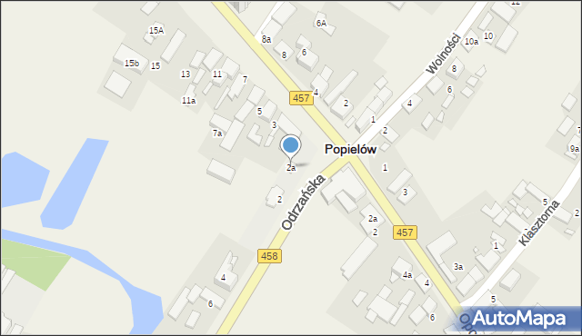 Popielów, Odrzańska, 2a, mapa Popielów