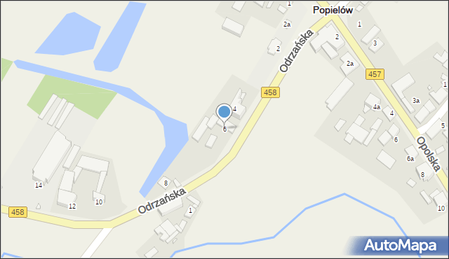 Popielów, Odrzańska, 6, mapa Popielów