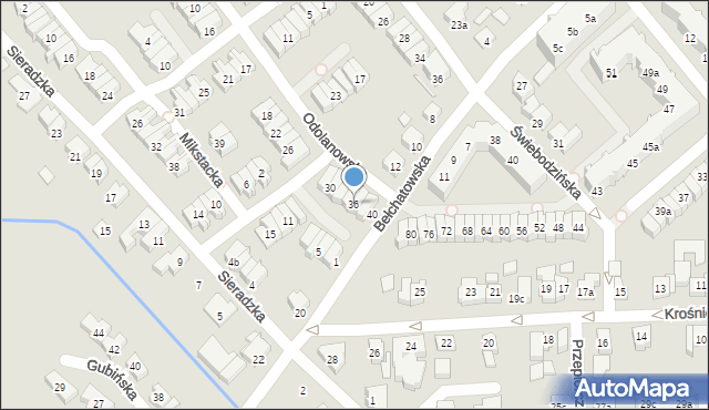 Poznań, Odolanowska, 36, mapa Poznania