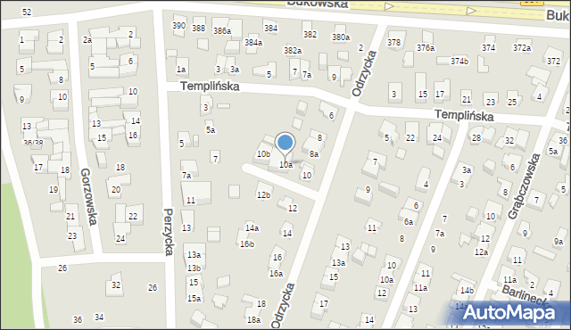 Poznań, Odrzycka, 10a, mapa Poznania