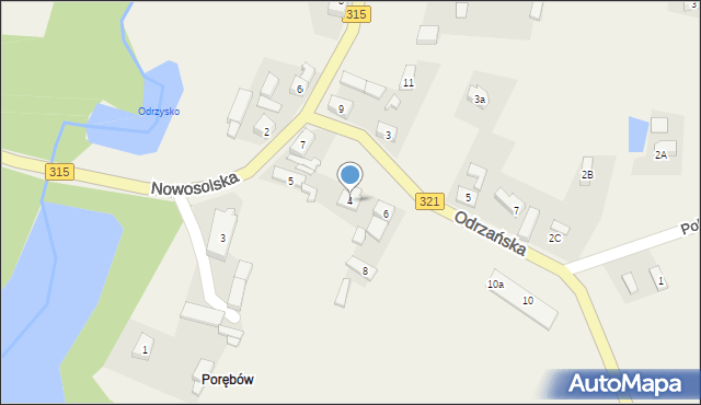 Przyborów, Odrzańska, 4, mapa Przyborów