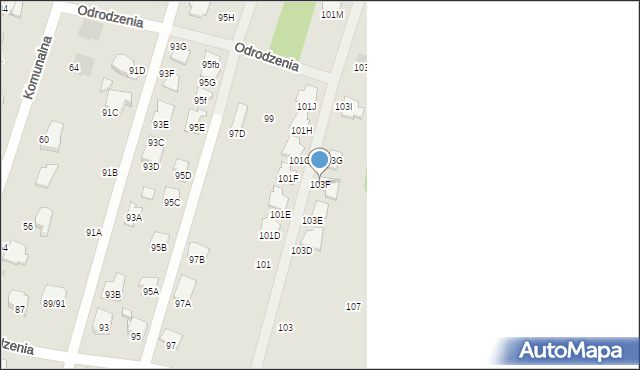 Radom, Odrodzenia, 103F, mapa Radomia