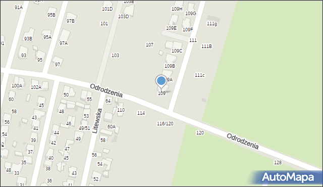 Radom, Odrodzenia, 109, mapa Radomia