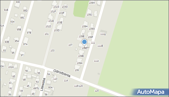 Radom, Odrodzenia, 109C, mapa Radomia