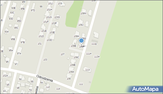 Radom, Odrodzenia, 109F, mapa Radomia