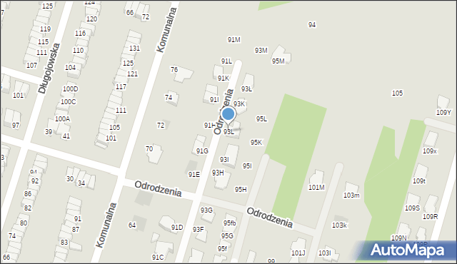 Radom, Odrodzenia, 93L, mapa Radomia