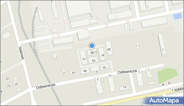 Radom, Odlewnicza, 6H, mapa Radomia