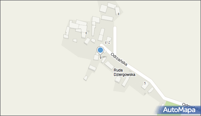 Ruda, Odrzańska, 9, mapa Ruda