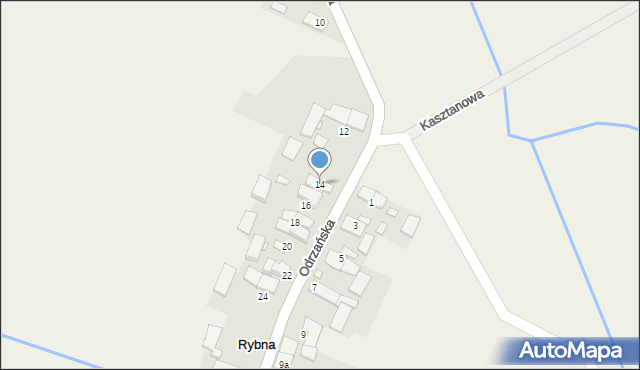 Rybna, Odrzańska, 14, mapa Rybna