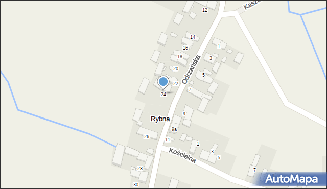 Rybna, Odrzańska, 24, mapa Rybna