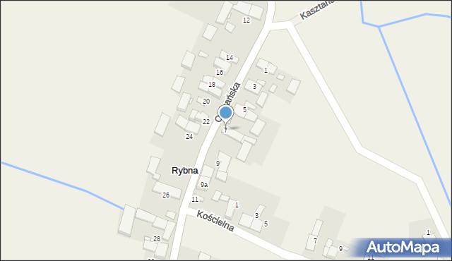 Rybna, Odrzańska, 7, mapa Rybna