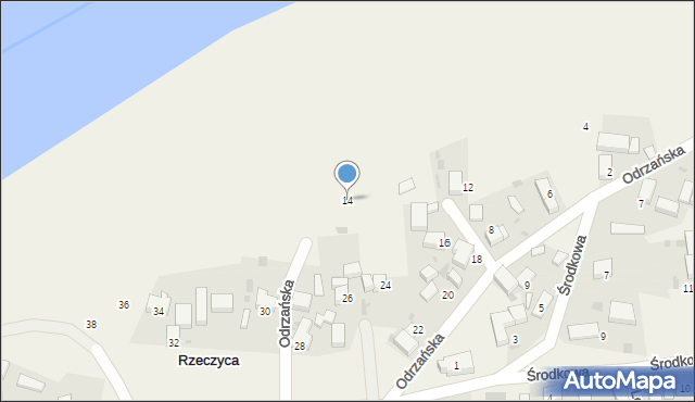 Rzeczyca, Odrzańska, 14, mapa Rzeczyca