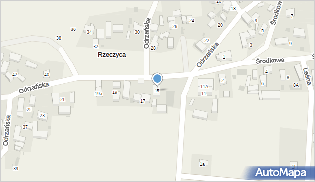 Rzeczyca, Odrzańska, 15, mapa Rzeczyca