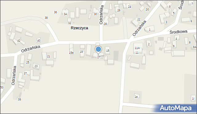 Rzeczyca, Odrzańska, 17, mapa Rzeczyca