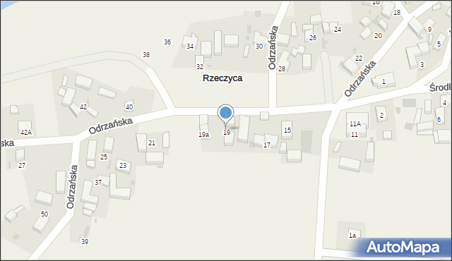 Rzeczyca, Odrzańska, 19, mapa Rzeczyca