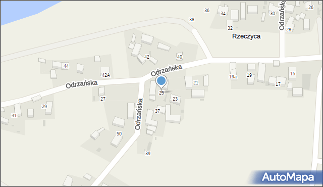 Rzeczyca, Odrzańska, 25, mapa Rzeczyca