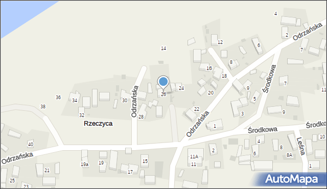 Rzeczyca, Odrzańska, 26, mapa Rzeczyca