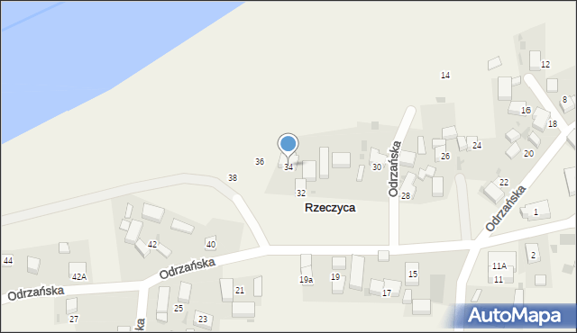 Rzeczyca, Odrzańska, 34, mapa Rzeczyca