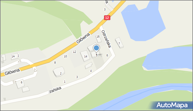 Serby, Odrzańska, 5, mapa Serby