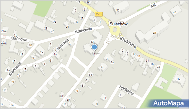 Sulechów, Odrzańska, 1, mapa Sulechów