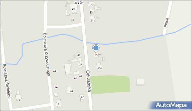 Sulechów, Odrzańska, 35, mapa Sulechów