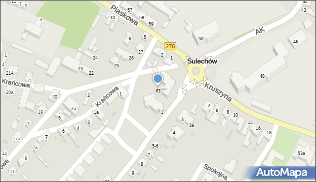Sulechów, Odrzańska, 63, mapa Sulechów