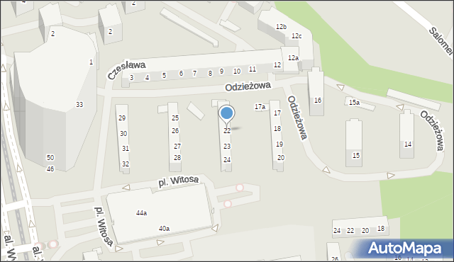 Szczecin, Odzieżowa, 22, mapa Szczecina