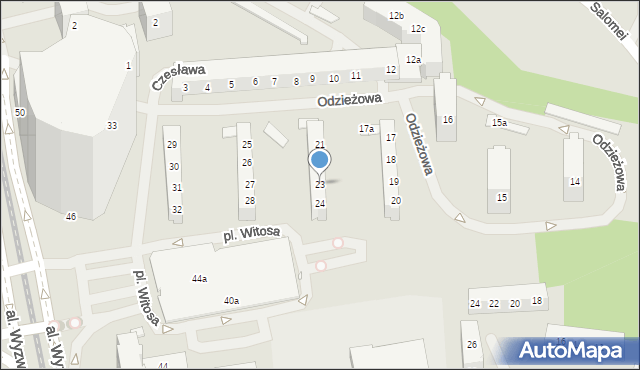 Szczecin, Odzieżowa, 23, mapa Szczecina