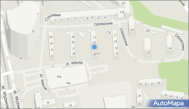 Szczecin, Odzieżowa, 24, mapa Szczecina