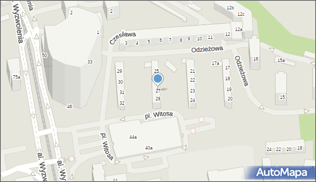 Szczecin, Odzieżowa, 27, mapa Szczecina