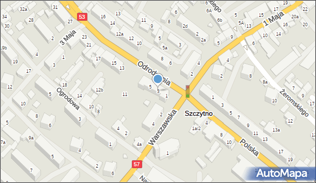 Szczytno, Odrodzenia, 3, mapa Szczytno