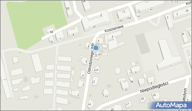 Szprotawa, Odrodzonego Wojska Polskiego, 11, mapa Szprotawa