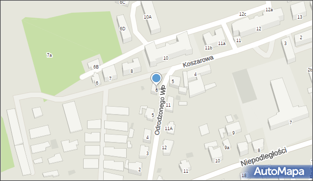 Szprotawa, Odrodzonego Wojska Polskiego, 6, mapa Szprotawa