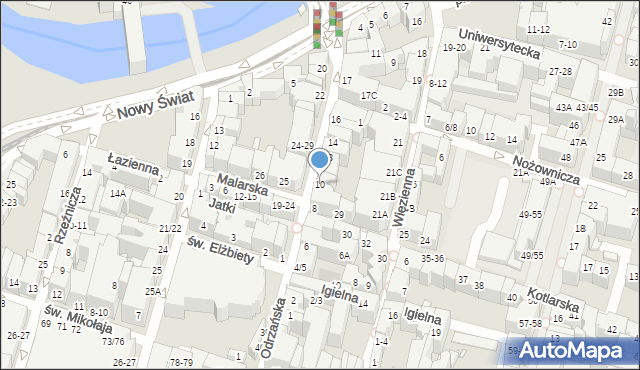 Wrocław, Odrzańska, 10, mapa Wrocławia