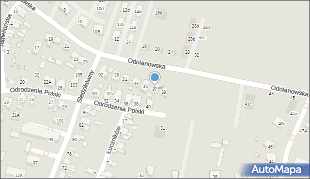 Wrocław, Odolanowska, 37, mapa Wrocławia