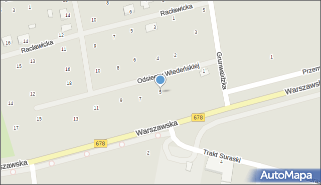 Wysokie Mazowieckie, Odsieczy Wiedeńskiej, 5, mapa Wysokie Mazowieckie