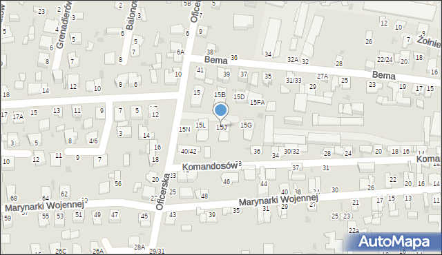 Częstochowa, Oficerska, 15J, mapa Częstochowy