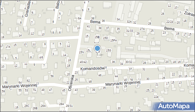Częstochowa, Oficerska, 15K, mapa Częstochowy
