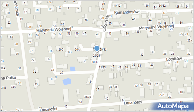 Częstochowa, Oficerska, 26/28, mapa Częstochowy