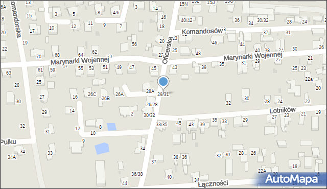 Częstochowa, Oficerska, 29/31, mapa Częstochowy