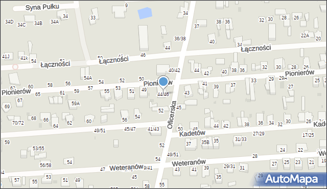 Częstochowa, Oficerska, 44/46, mapa Częstochowy