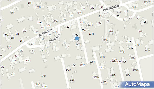 Gliwice, Oficerska, 1A, mapa Gliwic