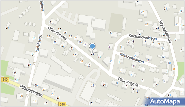 Oborniki Śląskie, Ofiar Katynia, 13, mapa Oborniki Śląskie